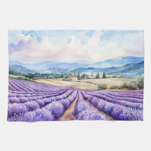 Schöne Lavendelfelder Aquarelle Geschirrtuch