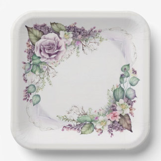 Schöne Lavendelrosen Elegant Klassisch Vintage Pappteller