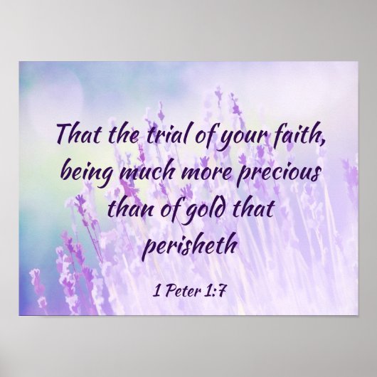 Schöne Lavender Blume Feld Bibelschrift Poster (Vorne)