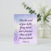 Schöne Lavender Blume Feld Bibelschrift Postkarte (Stehend Vorderseite)