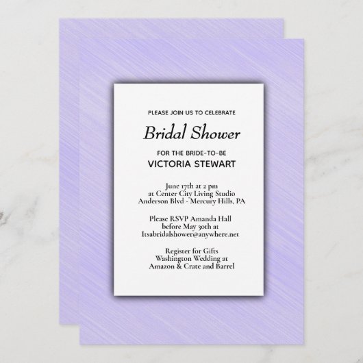 Schöne Lavender Bridal Dusche Einladung (Vorne/Hinten)
