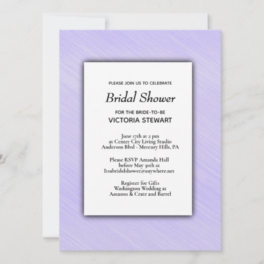 Schöne Lavender Bridal Dusche Einladung (Vorderseite)