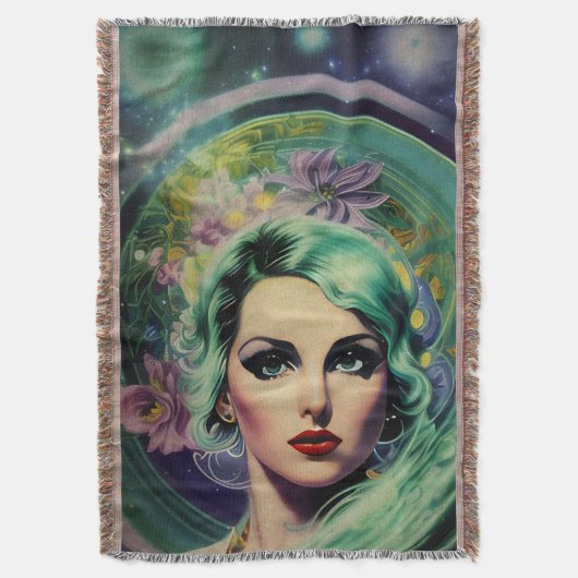 Schöne Lavender & Green Retro Style Space Frau Decke (Vorderseite Vertikal)