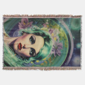 Schöne Lavender & Green Retro Style Space Frau Decke (Vorderseite)