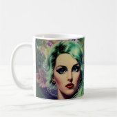Schöne Lavender & Green Retro Style Space Frau Kaffeetasse (Links)