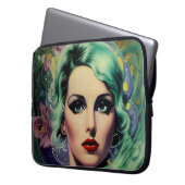 Schöne Lavender & Green Retro Style Space Frau Laptopschutzhülle (Vorderseite Links)