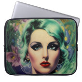 Schöne Lavender & Green Retro Style Space Frau Laptopschutzhülle (Vorderseite)