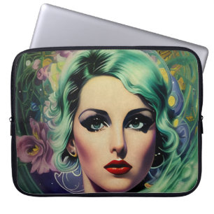 Schöne Lavender & Green Retro Style Space Frau Laptopschutzhülle