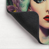 Schöne Lavender & Green Retro Style Space Frau Mousepad (Ecke)