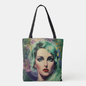 Schöne Lavender & Green Retro Style Space Frau Tasche (Rückseite)