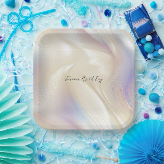 Schöne Lavender Ivory Pearl Wedding Pappteller (Party)