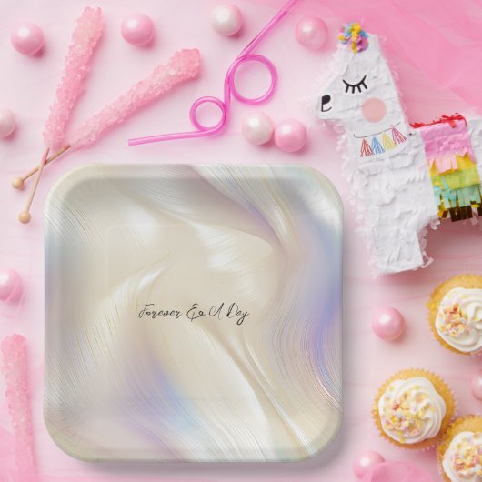 Schöne Lavender Ivory Pearl Wedding Pappteller (Party)