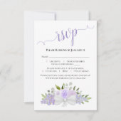 Schöne Lavender Lila Wasserfarben Rose Hochzeit RSVP Karte (Vorderseite)