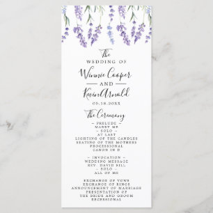 Schöne Lavender Wedding Programm