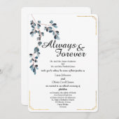 Schöne Leaven mit Gold Line Hochzeitseinladung Einladung (Vorne/Hinten)