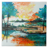 Schöne, lebendige Farben Landschaftsbild Kunst und Fliese (Vorderseite)