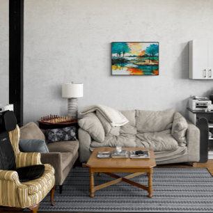 Schöne, lebendige Farben Landschaftsbild Kunst und Fliese