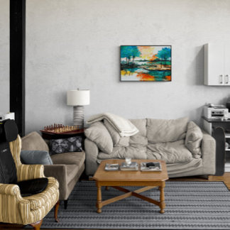 Schöne, lebendige Farben Landschaftsbild Kunst und Fliese