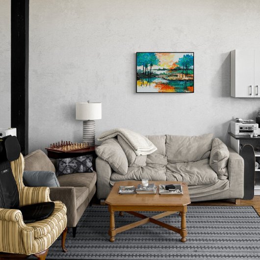 Schöne, lebendige Farben Landschaftsbild Kunst und Fliese