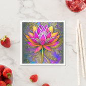 Schöne, lebendige Rosa Orange Verziert Lotus Blume Serviette (Beispiel)