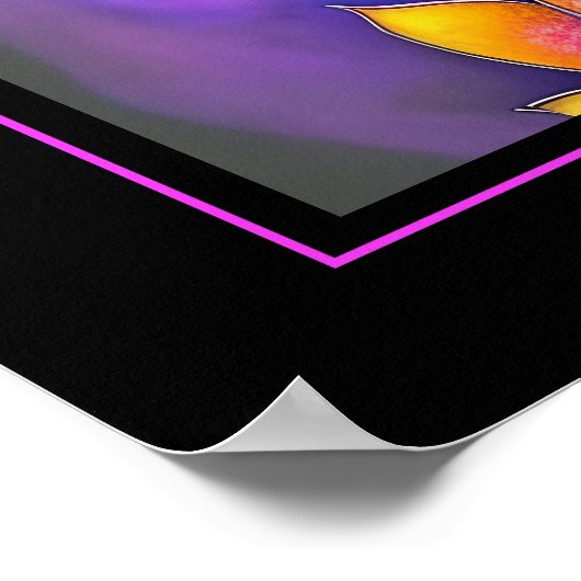 Schöne, lebhafte Rosa Verzierte Lotus-Blume Poster (Ecke)