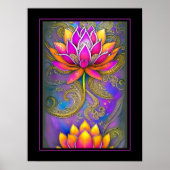 Schöne, lebhafte Rosa Verzierte Lotus-Blume Poster (Vorne)