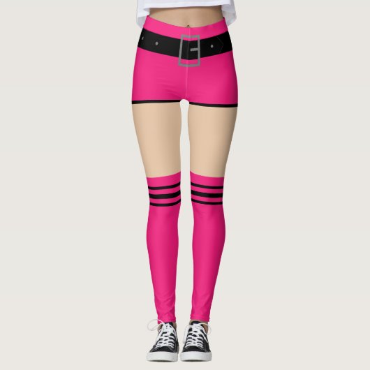 Schöne Leggings mit Imitaten Rosa Shorts und Socke (Vorderseite)