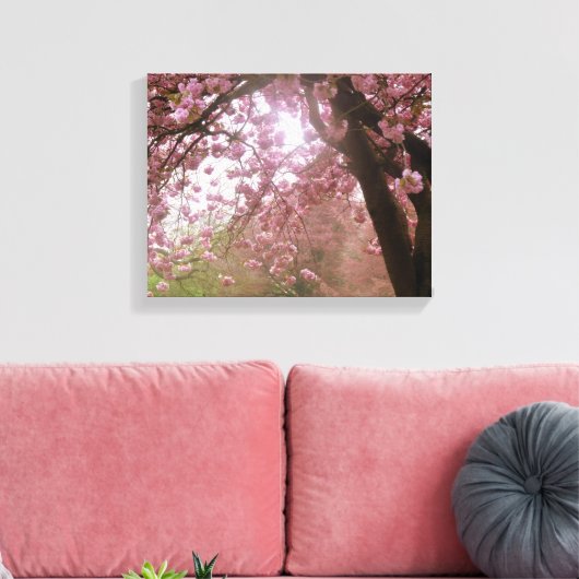 Schöne Leinwand mit rosa Baumblüten. (Insitu (Wohnzimmer))