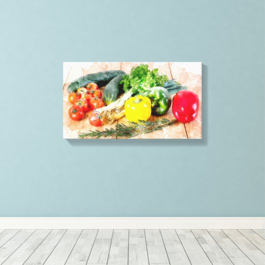 Schöne Leinwand Wasserfarben Gemüse (Insitu (Holzboden))