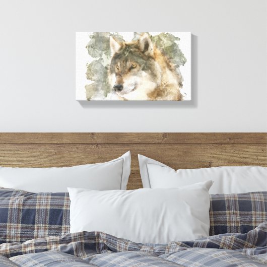 Schöne Leinwand Watercolor Wolf (Insitu (Schlafzimmer))