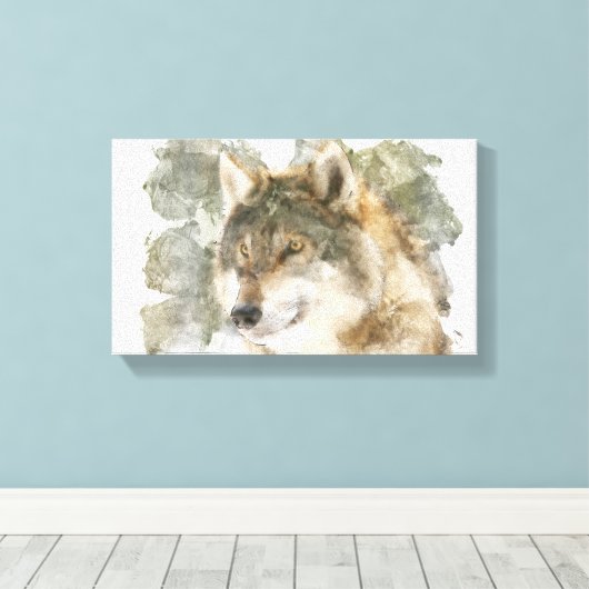 Schöne Leinwand Watercolor Wolf (Insitu (Holzboden))