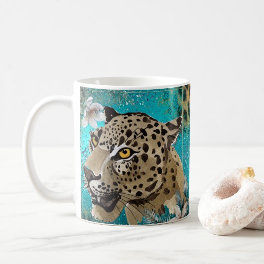 Schöne Leopard Cat Tasse, Cup Kaffeetasse (Mit Donut)