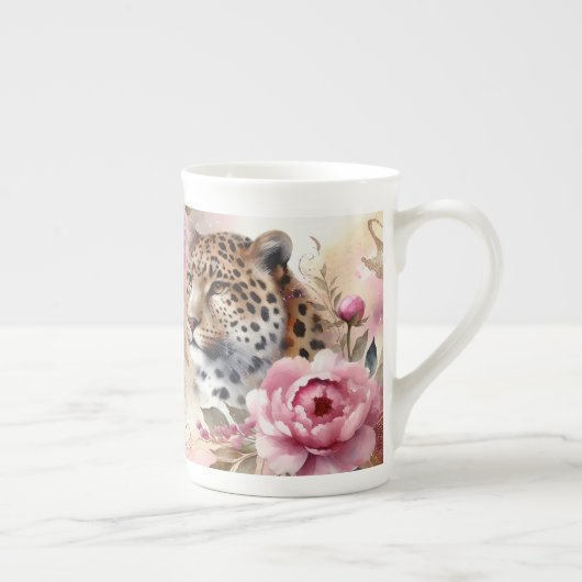 Schöne Leopard & Rose Tasse (Rechts)