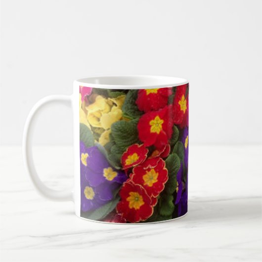 Schöne leuchtende Polyanthus-Blumen Kaffeetasse (Links)
