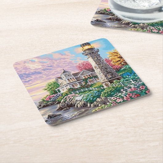 Schöne Leuchtturm-Hütte Rechteckiger Pappuntersetzer (angewinkelt)