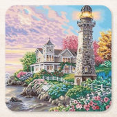 Schöne Leuchtturm-Hütte Rechteckiger Pappuntersetzer (Vorderseite)