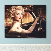 Schöne Leute reformieren Frau in Cabrio Leinwanddruck (Insitu (Holzboden))