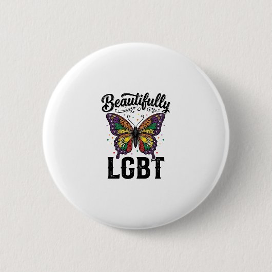 Schöne LGBT Schmetterling Vintage Pride Shirt_1 Button (Vorderseite)