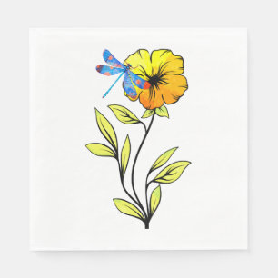 Schöne Libelle auf Blume Serviette