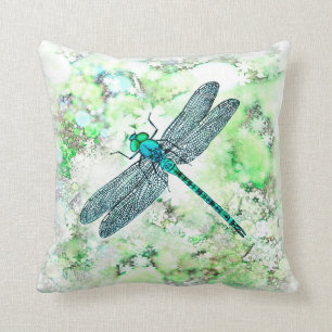 Schöne Libelle in Blau und Grün Kissen