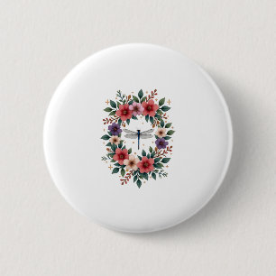 Schöne Libelle Wasserfarben Kunst Insektenliebhabe Button