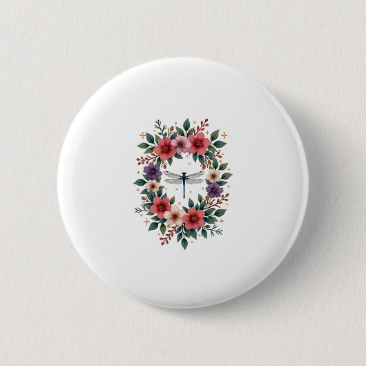 Schöne Libelle Wasserfarben Kunst Insektenliebhabe Button (Vorderseite)