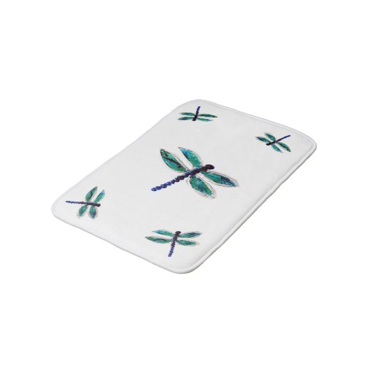 Schöne Libellen-Kunst Badematte (Schrägansicht)