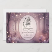 Schöne Lichter in Woodland glühende Hochzeit Save The Date (Vorderseite)