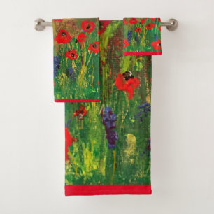 Schöne Liebe der Poppies verbreitet die Liebe Badhandtuch Set