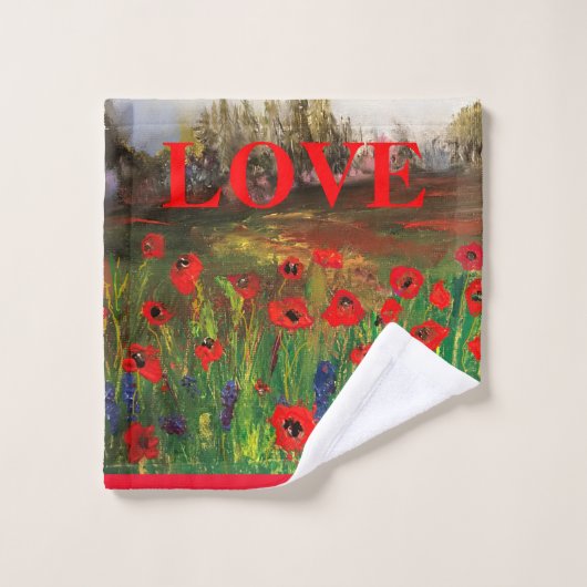 Schöne Liebe der Poppies verbreitet die Liebe Badhandtuch Set (Waschlappen)
