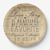 Schöne Liebe Geschichte Rustikale Brauerei Hochzei Pappteller (Vorderseite)