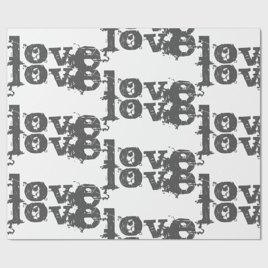 schöne LIEBE GRAU SCHWARZE Wrapping Paper Geschenkpapier (Flach)