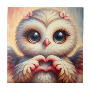 Schöne Liebe Herz Owl Fliese