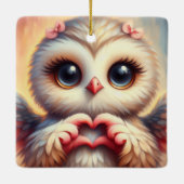 Schöne Liebe Herz Owl Keramikornament (Rückseite)
